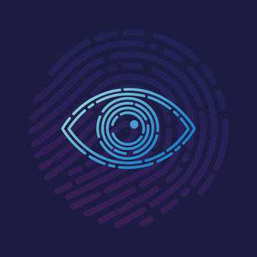 Vector icon cyber security eye logo surveillance fingerprint