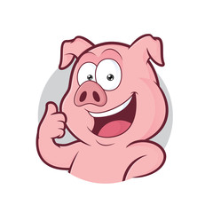 Pig giving thumbs up in round frame