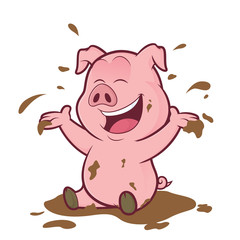 Pig playing in the mud