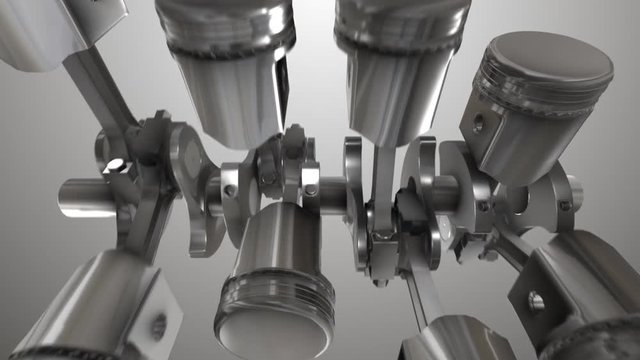 Close-up of animation engine pistons