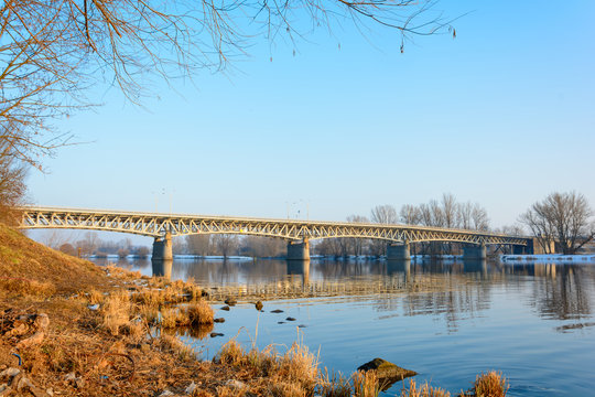 Steel bridge over the Labe river in Litomerice