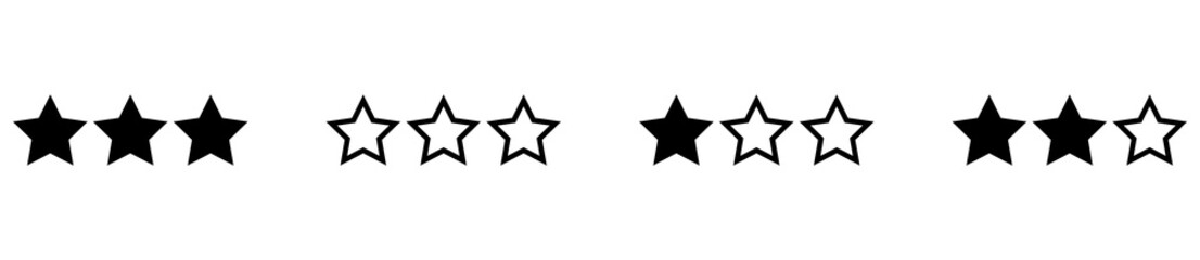 Fototapeta premium Online rating - Stars - Review set of icons - Black glyph icons