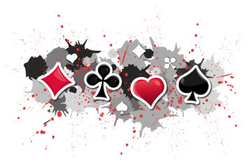 jeux de cartes sur fond tâches
