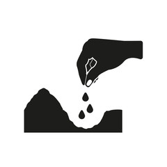 Hand throwing seeds icon. Plant, sow, organic, ecology, biology, spring symbol. Flat design. Stock - Vector illustration