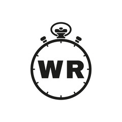 Stopwatch with the word world record icon. symbol. Flat design. Stock - Vector illustration
