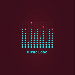 Colorful ui ux music equalizer sound waves. Audio electronic bar. Music waves logo. Dj vector illustration. Bright shiny light audio signal.