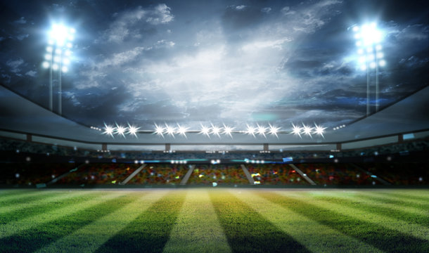 lights at night and stadium 3d render,