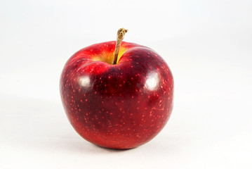 Red apple closeup isolated on white background