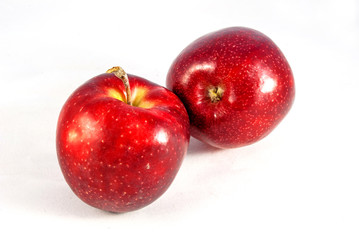 Red apple closeup isolated on white background