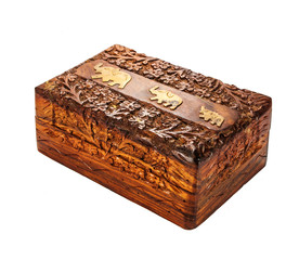 Wooden indian casket with thread
