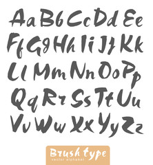 Vector Brush type alphabet watercolor