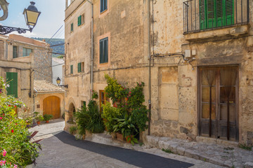 charming historical street in valldemossa spain