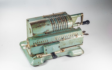 Old soviet mechanical calculator adding machine