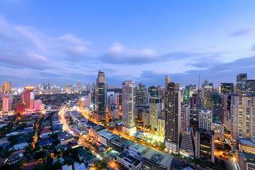 Fototapeta na wymiar Makati City Skyline at night. Manila, Philippines.
