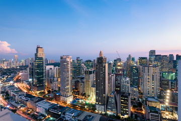 Fototapeta premium Makati City Skyline at night. Manila, Philippines.
