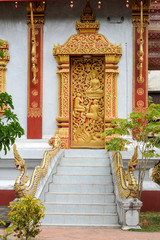 Entrance door of Wat Nong temple in Luang Prabang