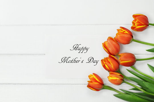 Orange Tulips and Happy Mothers Day Card