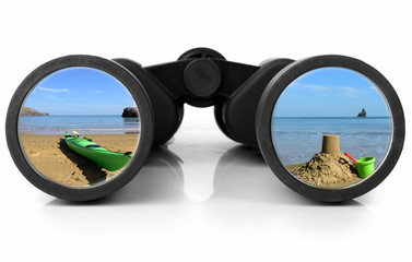 Binoculars Reflecting beach
