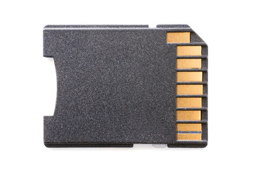 Black SD card isolated with clipping path