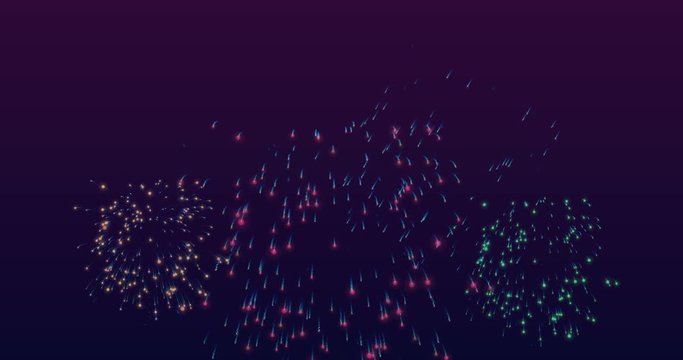 Firework pyrotechnic show 4k. Fireworks holiday video background. High-definition abstract motion design on gradient color.