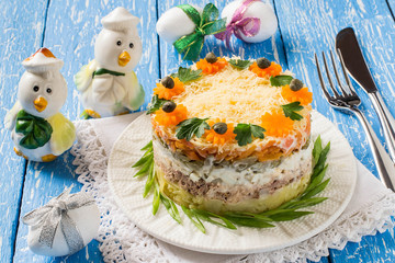 Easter treats: festive salad with tuna and vegetables