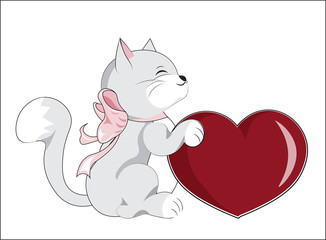 kitten with heart