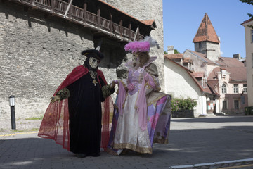 Fototapeta na wymiar Venetian masks in the old Tallinn