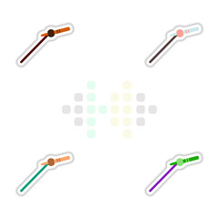 Set of color label design collection of musical microphone in flat style