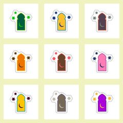 Label icon on design sticker collection ramadan Arabic assembly