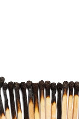 Matches isolated on white background. Closeup shot.