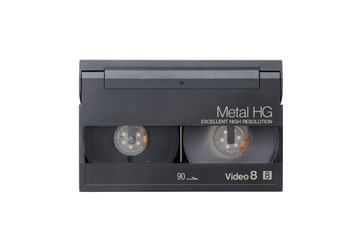 Video 8 cassette on a white background