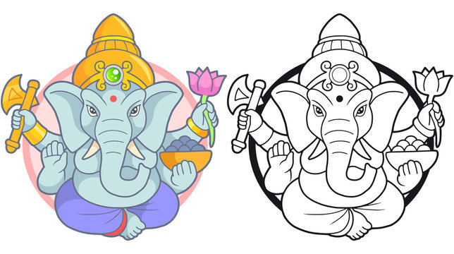 Watercolor and painting cute Ganesh the lord of Hindu. Png file 27188520 PNG