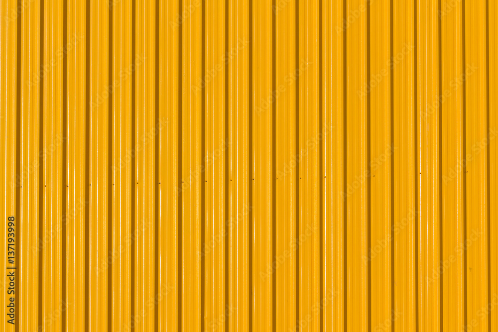 Wall mural yellow corrugated wall, yellow steel background