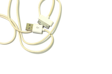Fototapeta premium USB cable for smartphone on white background.