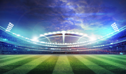 lights at night and stadium 3d render,