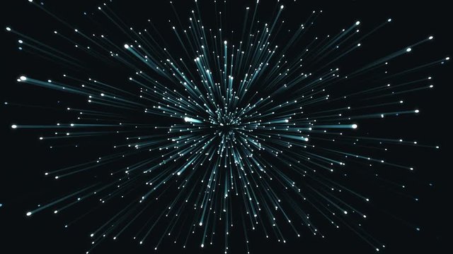 Animation exploding particles blue and black loop able. 3D rendering 4K