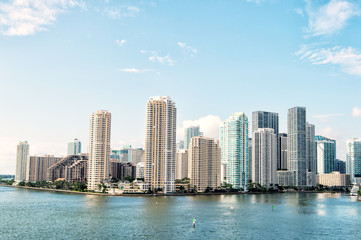 Plakat Miami, Seascape with skyscrapers in Bayside, downtown