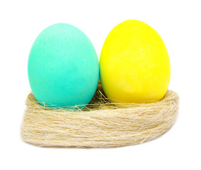 Colorful handmade decorated easter eggs