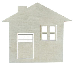 silhouette façade maison bois, fond blanc