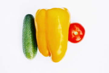 vegetables on white background