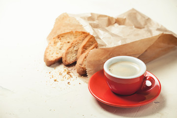 Traditional italian cookies and coffee