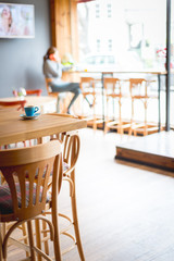 interior of trendy retro bar and kitchen 