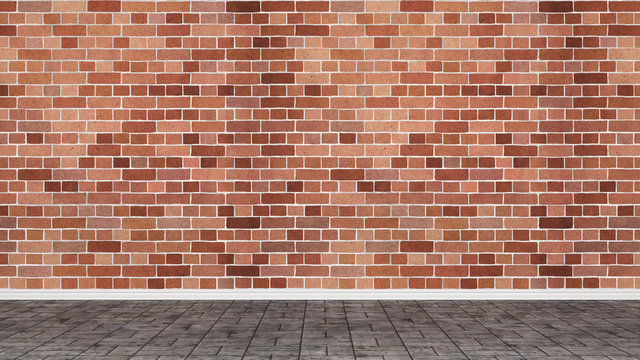 Backsteinwand mit Steinboden