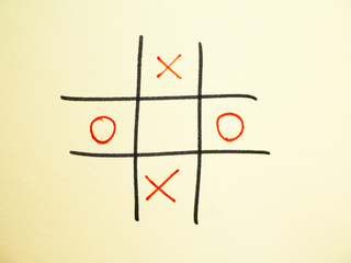 xo game on brown paper.