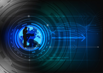 Obraz premium silhouette muslim man praying abstract blue background.