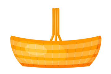 Fototapeta premium Vector image of a simple color baskets made of wicker. Cartoon style. Flat design basket on a white background. Stock vector illustration
