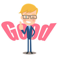 男性会社員　グッド　いいね