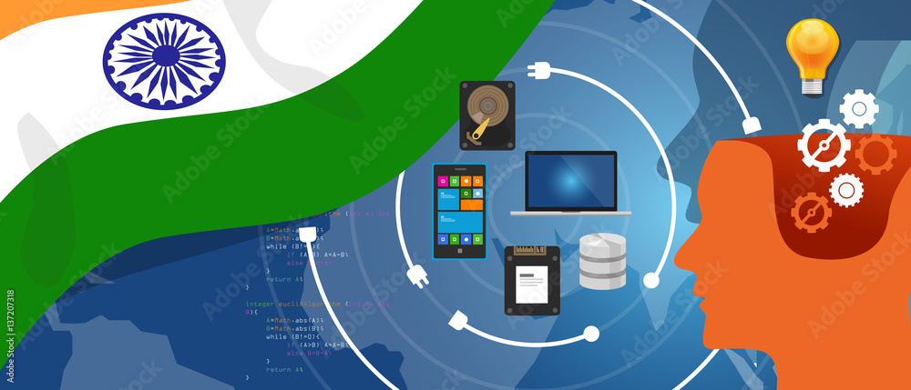 Poster india it information technology digital infrastructure connecting business data via internet network