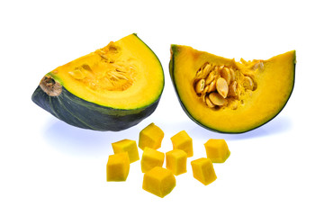 pumpkin slice and coubes isolated on white background