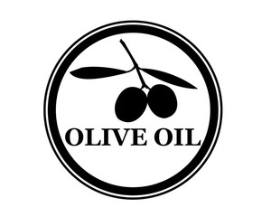 logo olio d'oliva nero con cerchio e disegno olive